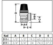 1/2'' 6 Bar Emniyet Ventili - Tahliye Vanası - CALEFFI - 311460