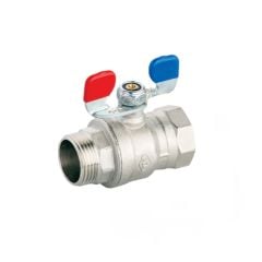 KAS - PN25 Kelebek Kollu Küresel Su Vanası 3/4'' - Dış Dişli
