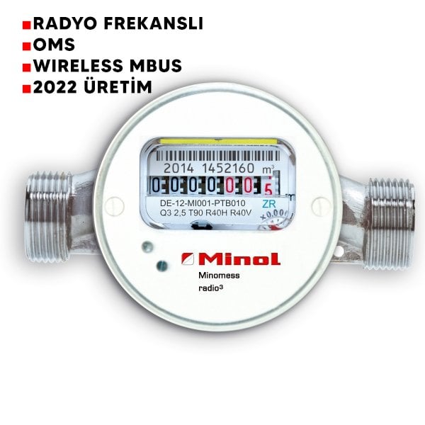 DN20 Minol Minomess Radio³ Tek Hüzmeli Sıcak Su Sayacı - Radyo Frekanslı, OMS, Wireless MBUS - MINOL - WME0160