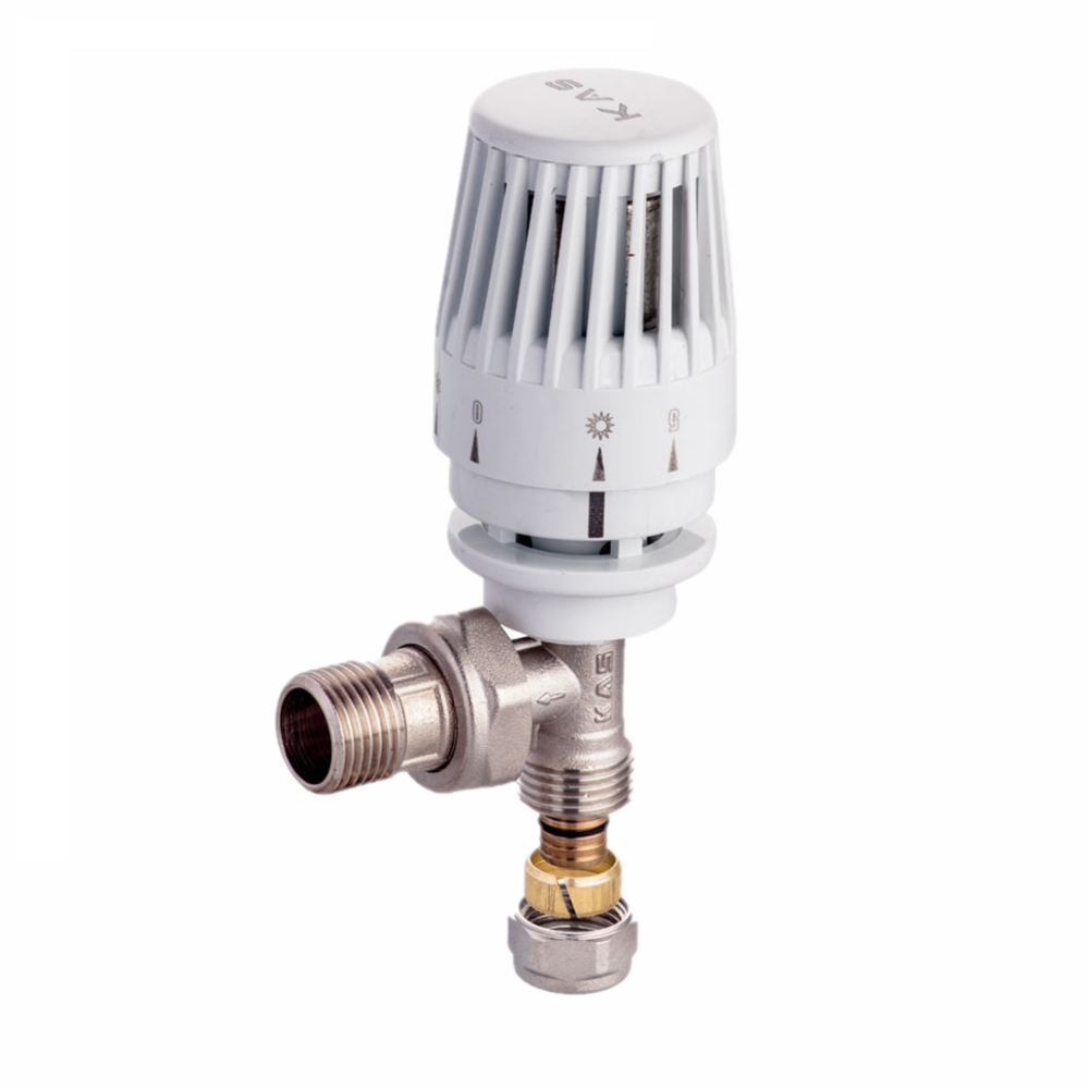 KAS - Köşe Termostatik Radyatör Vanası – (Jaklı) 1/2'' - 16*2 Pex-B Bağlantılı