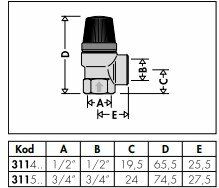 1/2'' 5 Bar Emniyet Ventili - Tahliye Vanası - CALEFFI - 311450