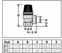1/2'' 3,5 Bar Emniyet Ventili - Tahliye Vanası - CALEFFI - 311435