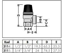 3/4'' 7 Bar Emniyet Ventili - Tahliye Vanası - CALEFFI - 311570