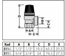 1/2'' 4 Bar Emniyet Ventili - Tahliye Vanası - CALEFFI - 312440