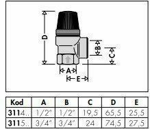 1/2'' 6 Bar Emniyet Ventili - Tahliye Vanası - CALEFFI - 312460