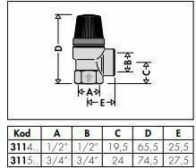 1/2'' 6 Bar Emniyet Ventili - Tahliye Vanası - CALEFFI - 312460