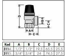 1'' x 1 1/4'' 3 Bar Emniyet Ventili - Tahliye Vanası - CALEFFI - 530630