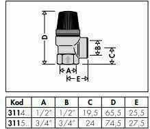 1'' x 1 1/4'' 4 Bar Emniyet Ventili - Tahliye Vanası - CALEFFI - 530640
