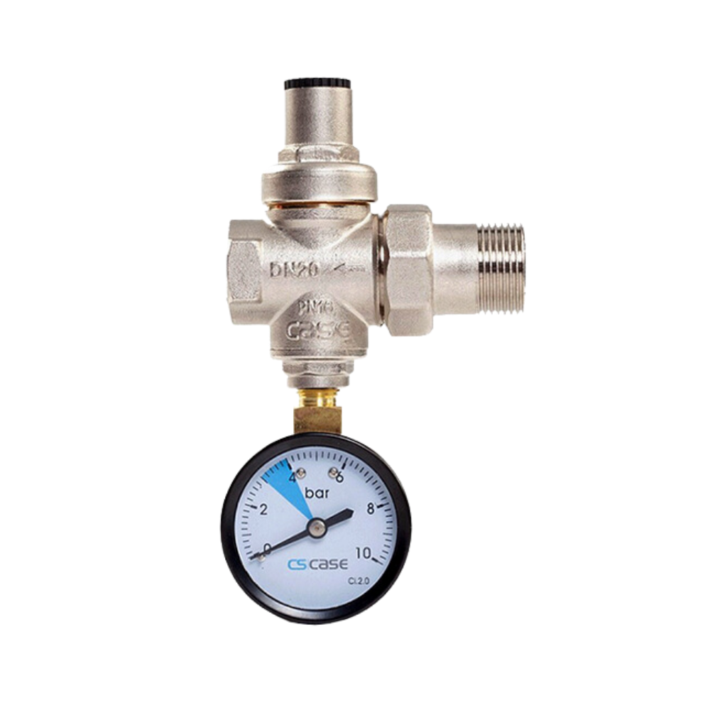 CASE - Minyon Basınç Düşürücü Rakorlu + Manometreli Vana 3/4''